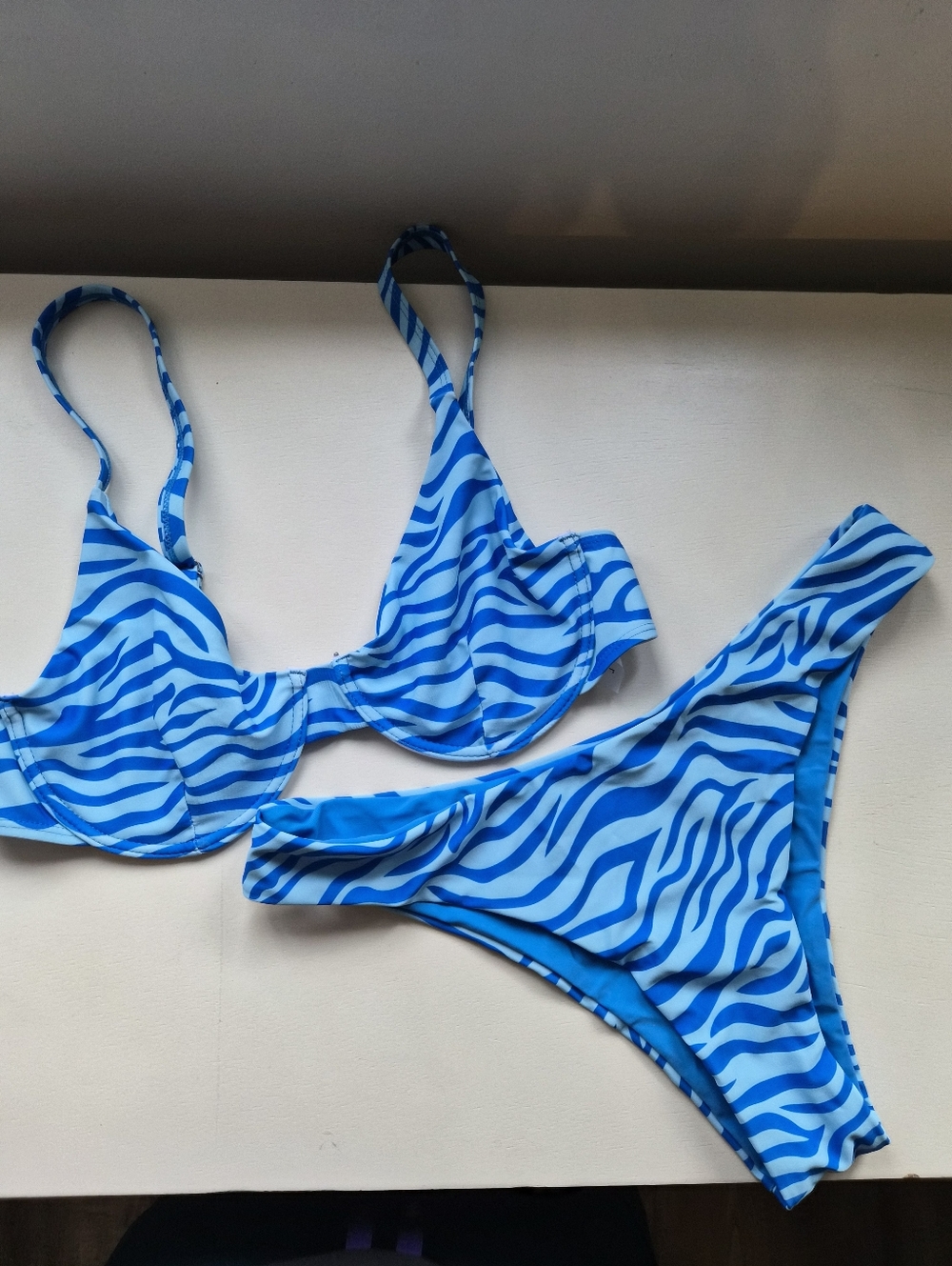 Blue Zebra Print Bikini Set